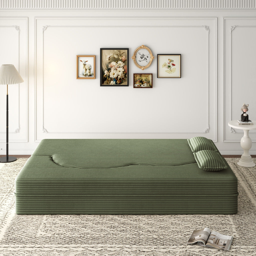 Convertible Foam-Filled Sleeper Sofa Bed With 2 Pillows