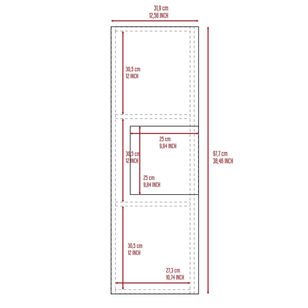Medicine Single Door Cabinet, Three Shelves - Light Oak / White