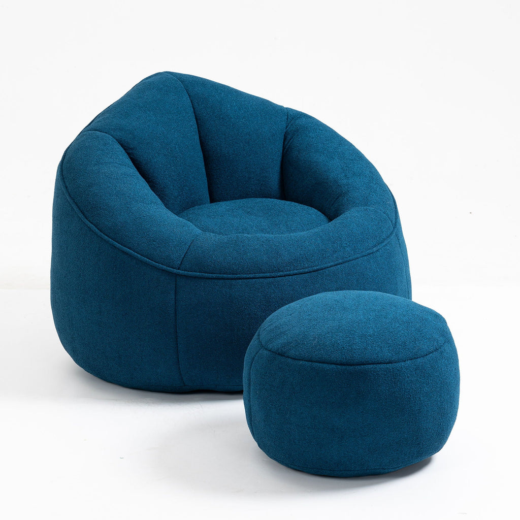 Bedding Bean Bag Sofa Chair High Pressure Foam With Footrest