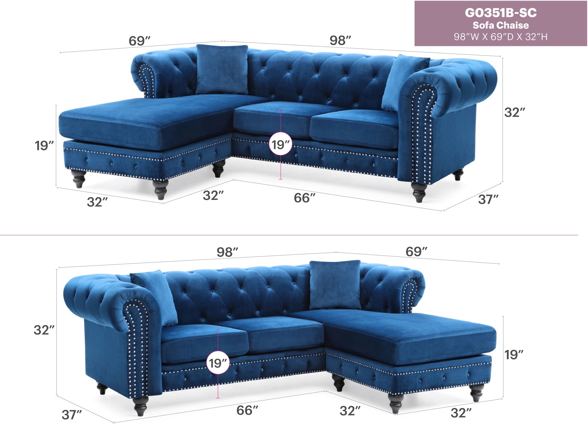 Nola - Luxurious Design Sofa Chaise