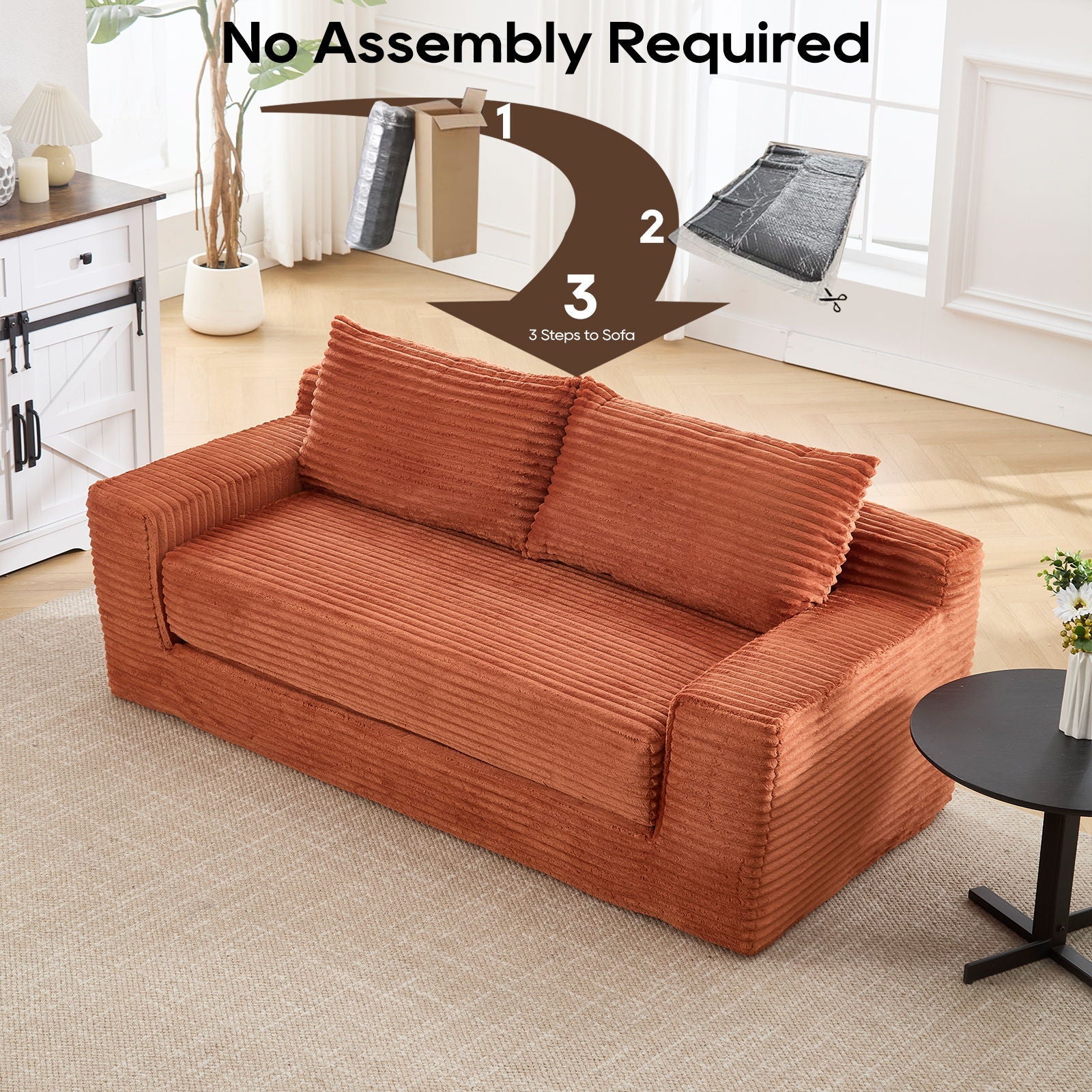 Convertible Loveseat Sofa Bed With Memory Foam & Steel Frame