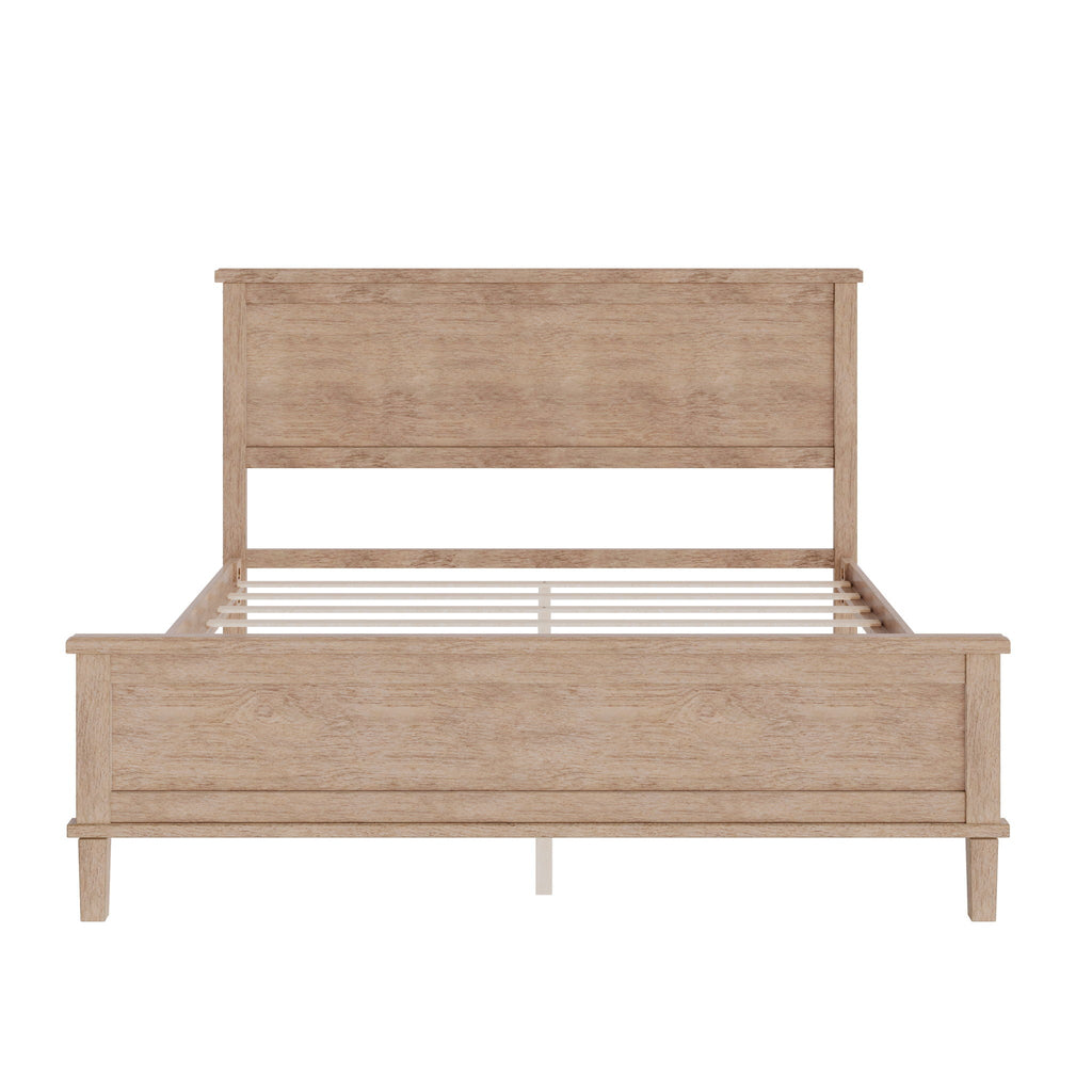 Mid-Century Platform Bed With Headboard And Slat Support, No Box Spring Needed