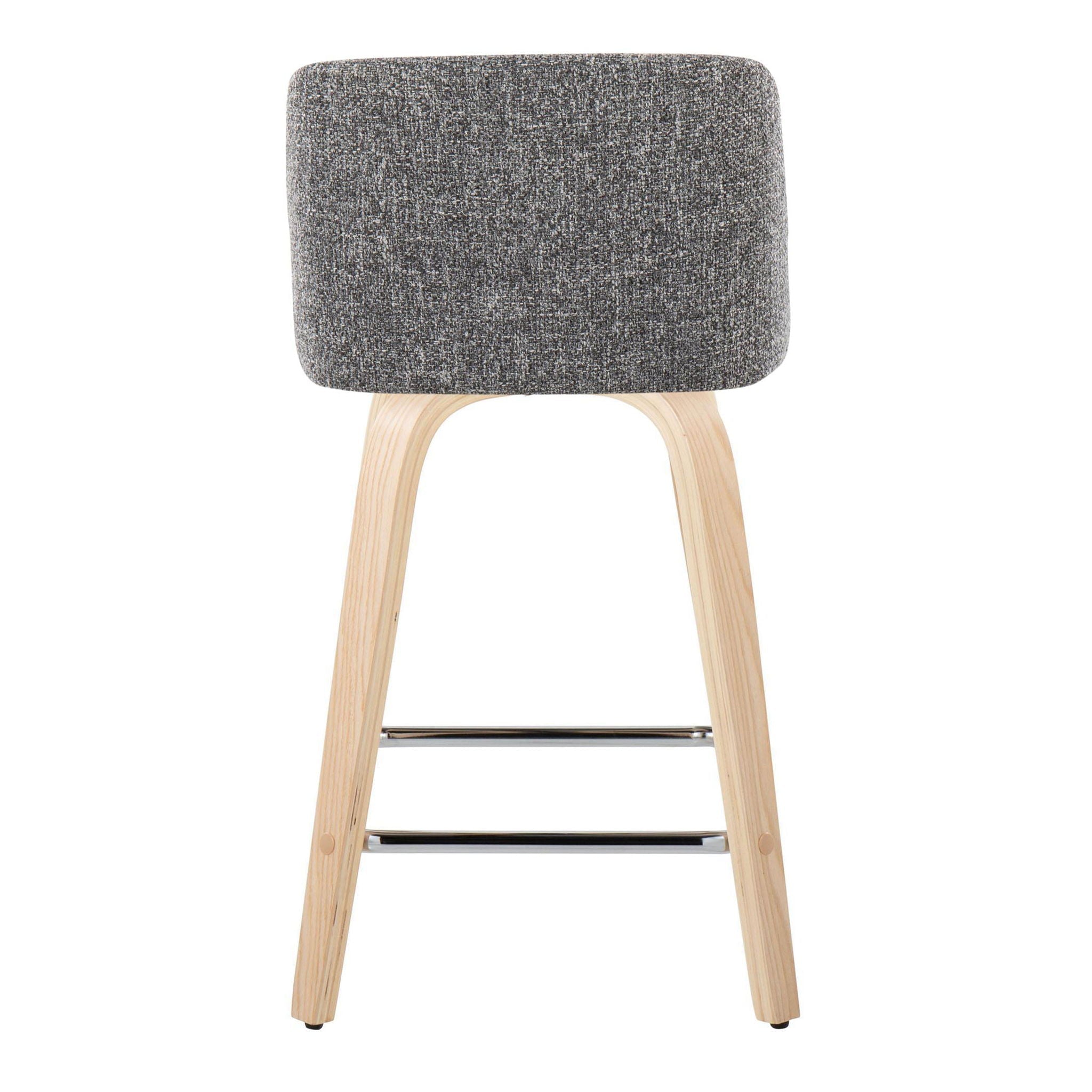 Toriano - Contemporary Fixed Height Counter Stool With Swivel With Square Footrest (Set of 2)