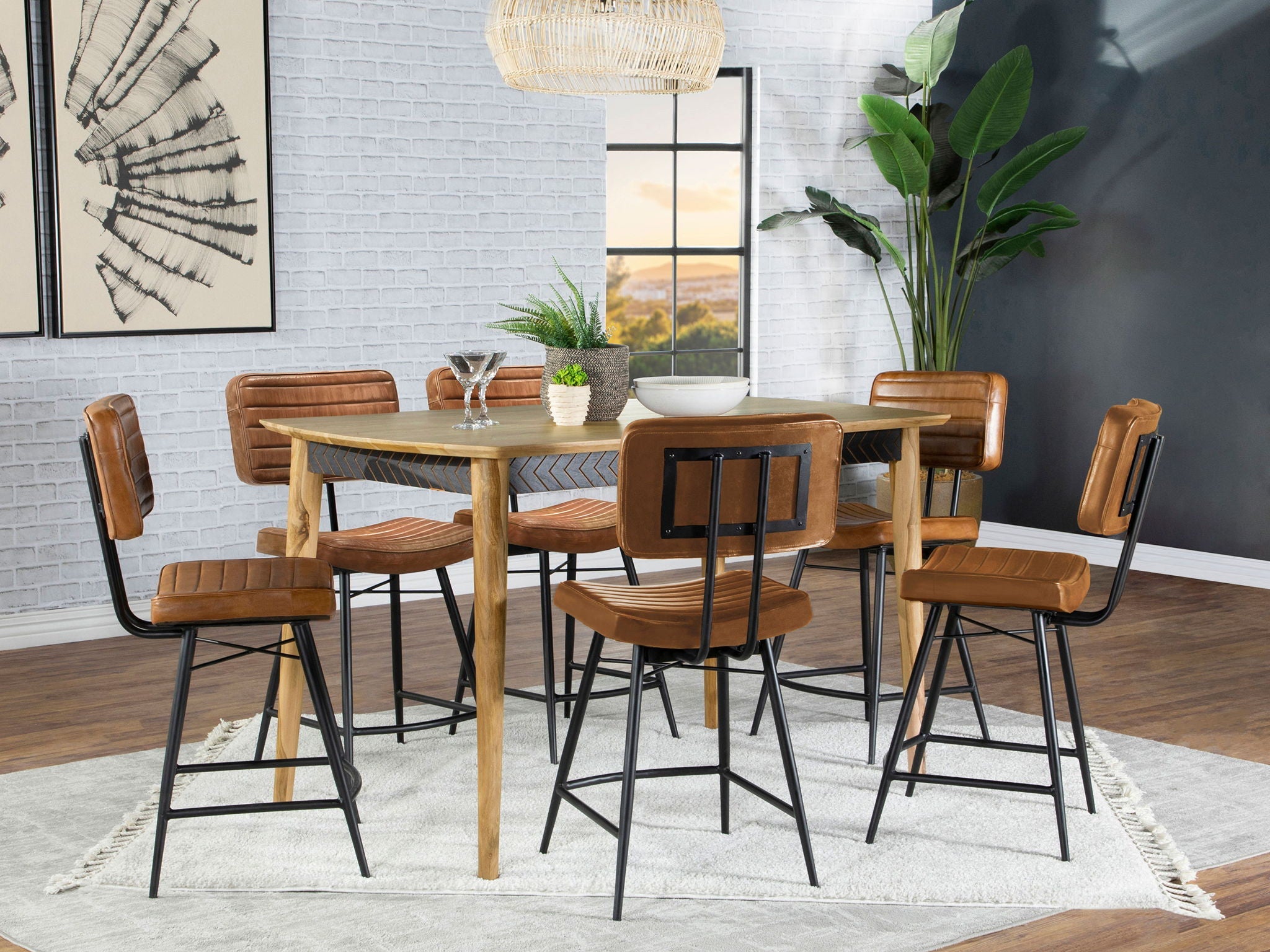 Partridge 7-piece Counter Dining Set Sheesham and Camel