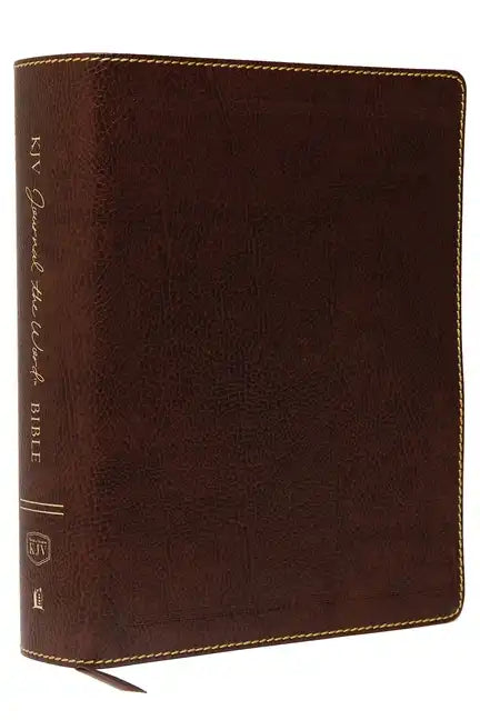 KJV, Journal the Word Bible, Large Print, Bonded Leather, Brown, Red Letter Edition: Reflect, Journal, or Create Art Next to Your Favorite Verses - Leather