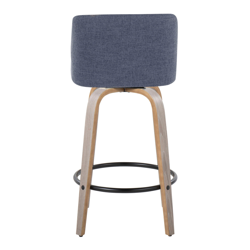 Toriano - Contemporary Fixed Height Counter Stool With Swivel & Round Footrest (Set of 2)