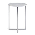 Marsden - Side Table With Polished Base - White / Silver