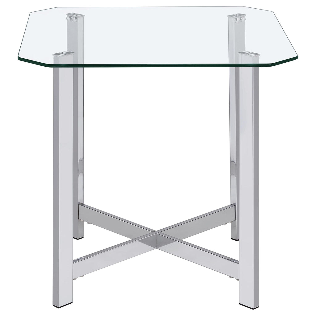 Cronin 2-piece Tempered Glass Top Coffee Table Set Chrome
