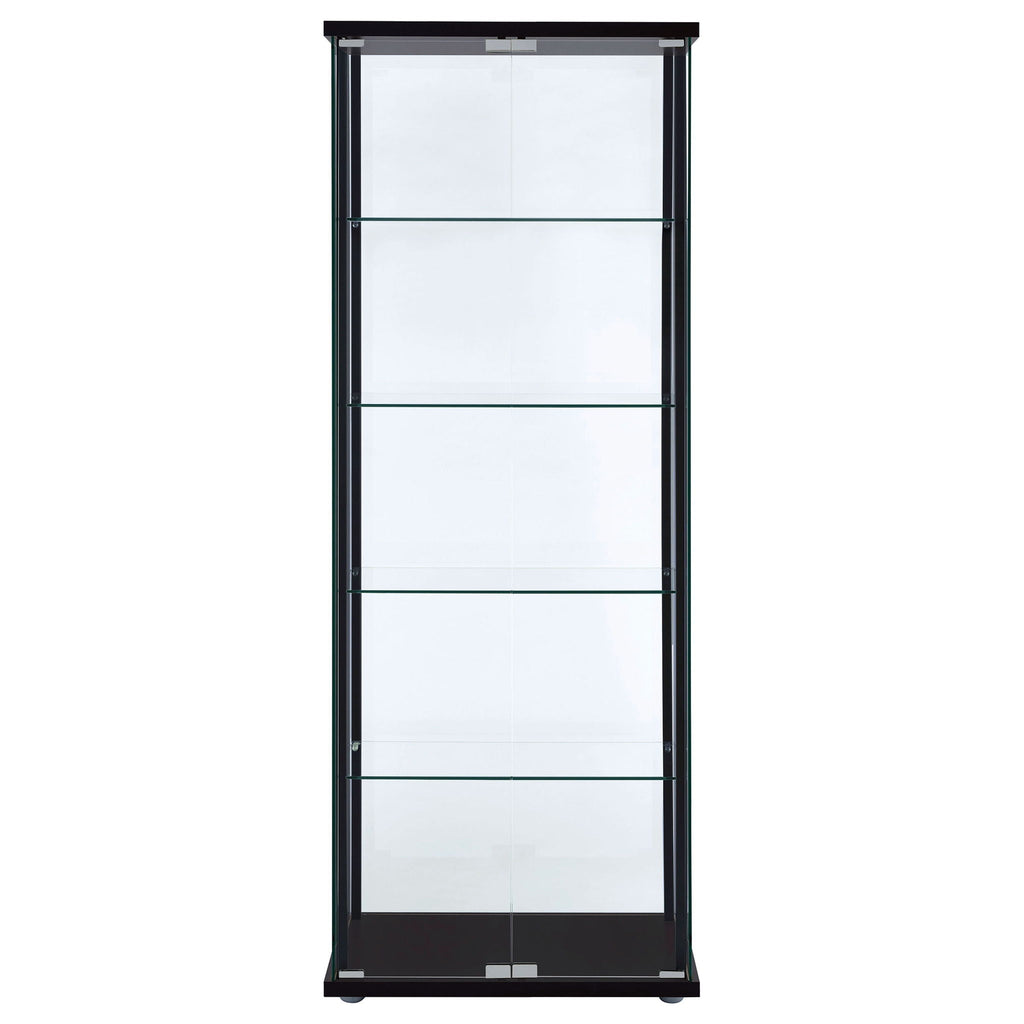 Delphinium 4-Shelf Clear Glass Curio Display Cabinet Black