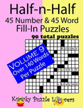 Half-n-Half Fill-In Puzzles, 45 number & 45 Word Fill-In Puzzles, Volume 9 - Paperback