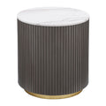 Jason Round White Marble Top Side End Table Charcoal