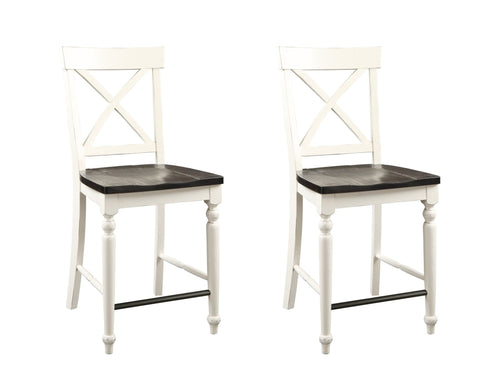 24" Tall Bar Stools (Set of 2) - Brown / White