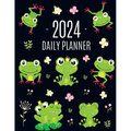 Frog Planner 2024: Funny Amphibian Monthly Agenda January-December Organizer (12 Months) Cute Green Water Animal Scheduler - Paperback