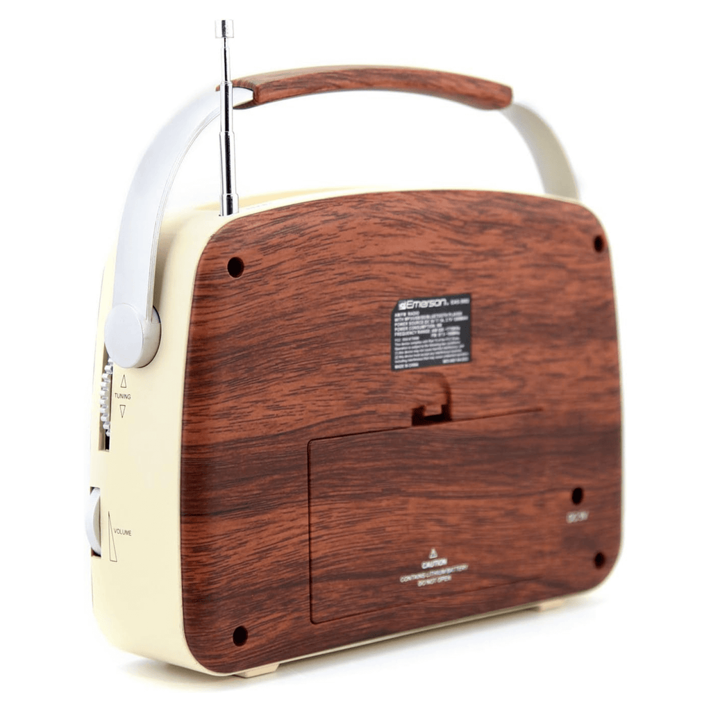Emerson Portable Retro Radio with Built-In Rechargeable Battery and Memory Set