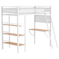 Campus 3-shelf Metal Twin Workstation Loft Bed Matte White