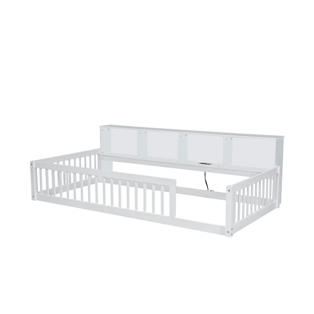 Floor Bed With Storage Cabinets And USB Ports