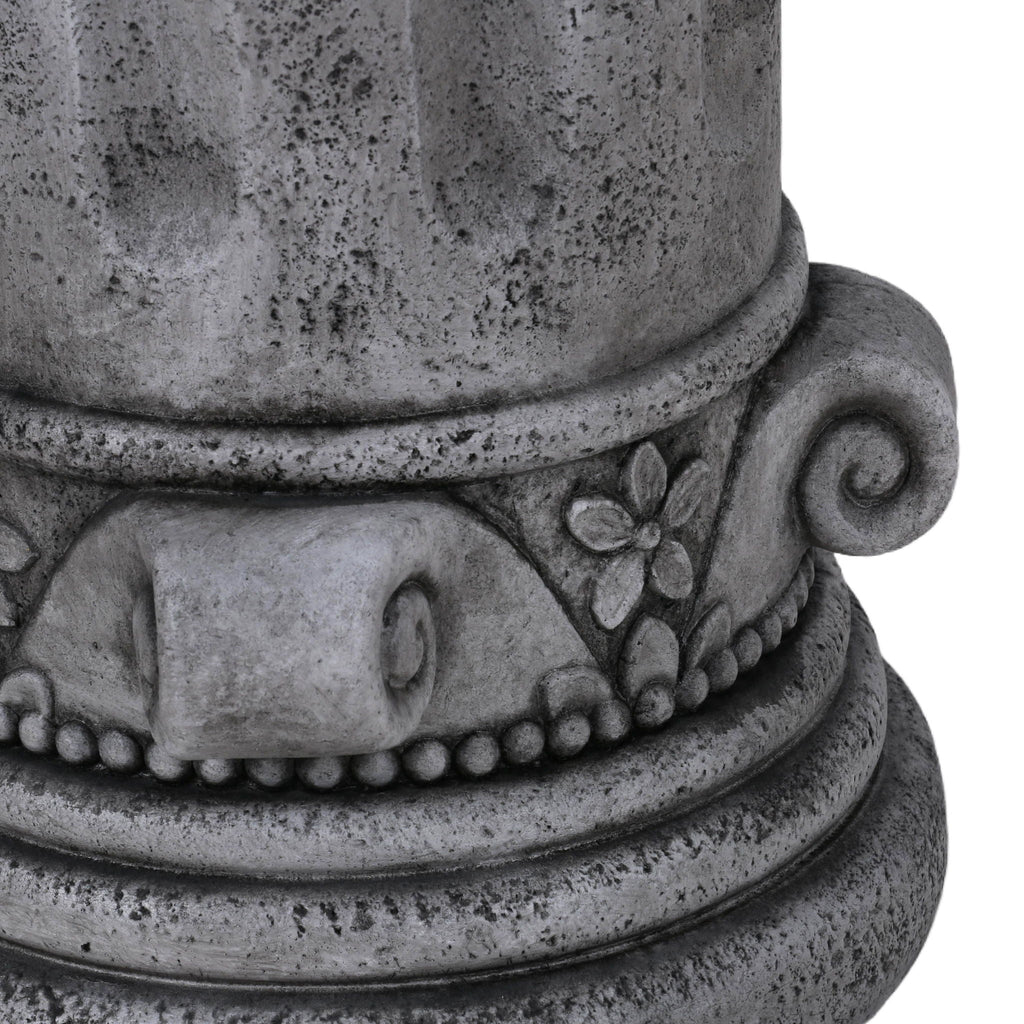 Outdoor End Table, Round Side Table For Patio And Garden - Antique Gray