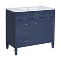Bathroom Vanity With Top Sink, Modern Bathroom Storage Cabinet, 2 Drawers And A Tip-Out Drawer, Single Sink Bathroom Vanity - Blue