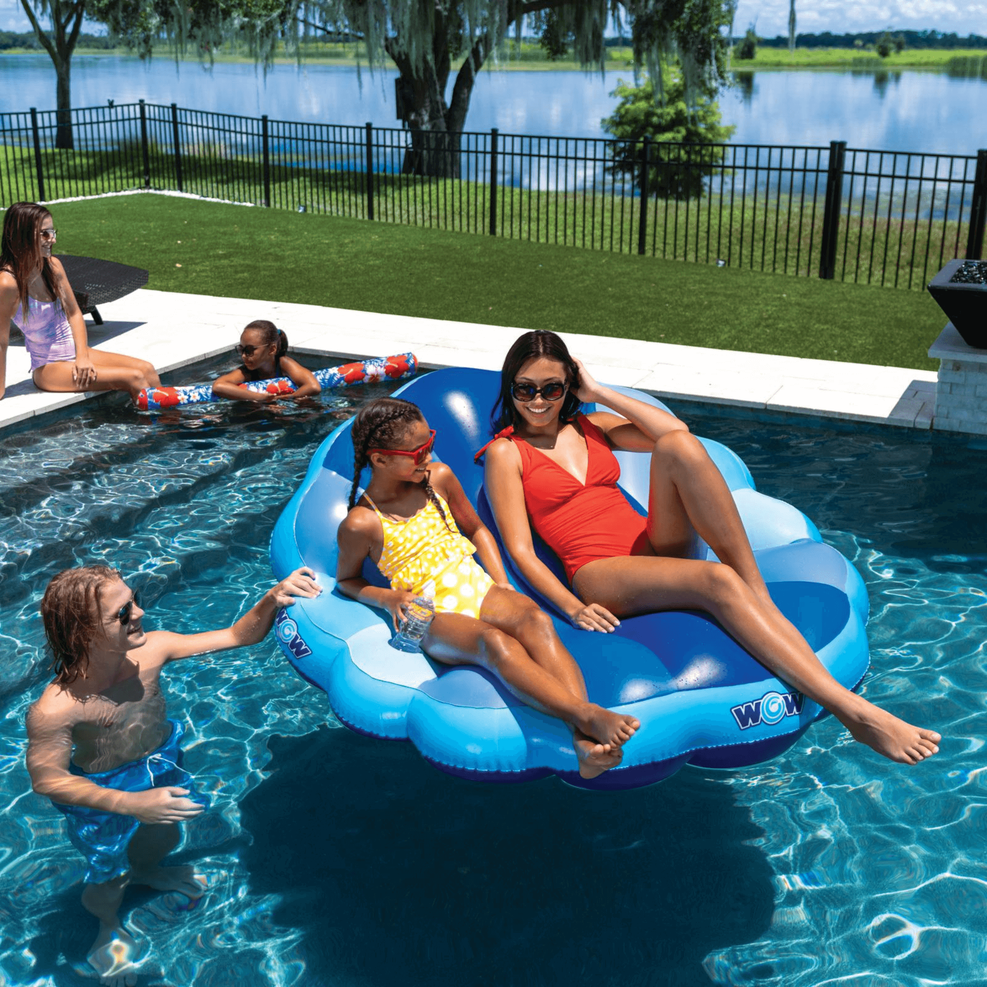WOW Watersports Indigo Mermaid Shell Lounger Float Curved Shaped Back for Comfort
