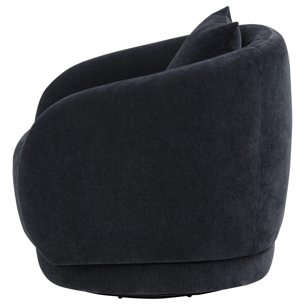 Arnaud Chenille Upholstered Swivel Accent Chair Navy