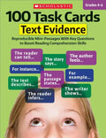 100 Task Cards: Text Evidence: Reproducible Mini-Passages with Key Questions to Boost Reading Comprehension Skills - Paperback