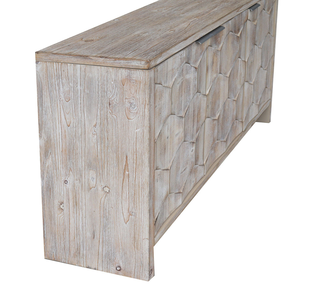 Accent Cabinet Farmhouse Style 3 Door Wooden Cabinet Sideboard Buffet Server Cabinet Storage Cabinet, For Living Room - Natural Wood Wash