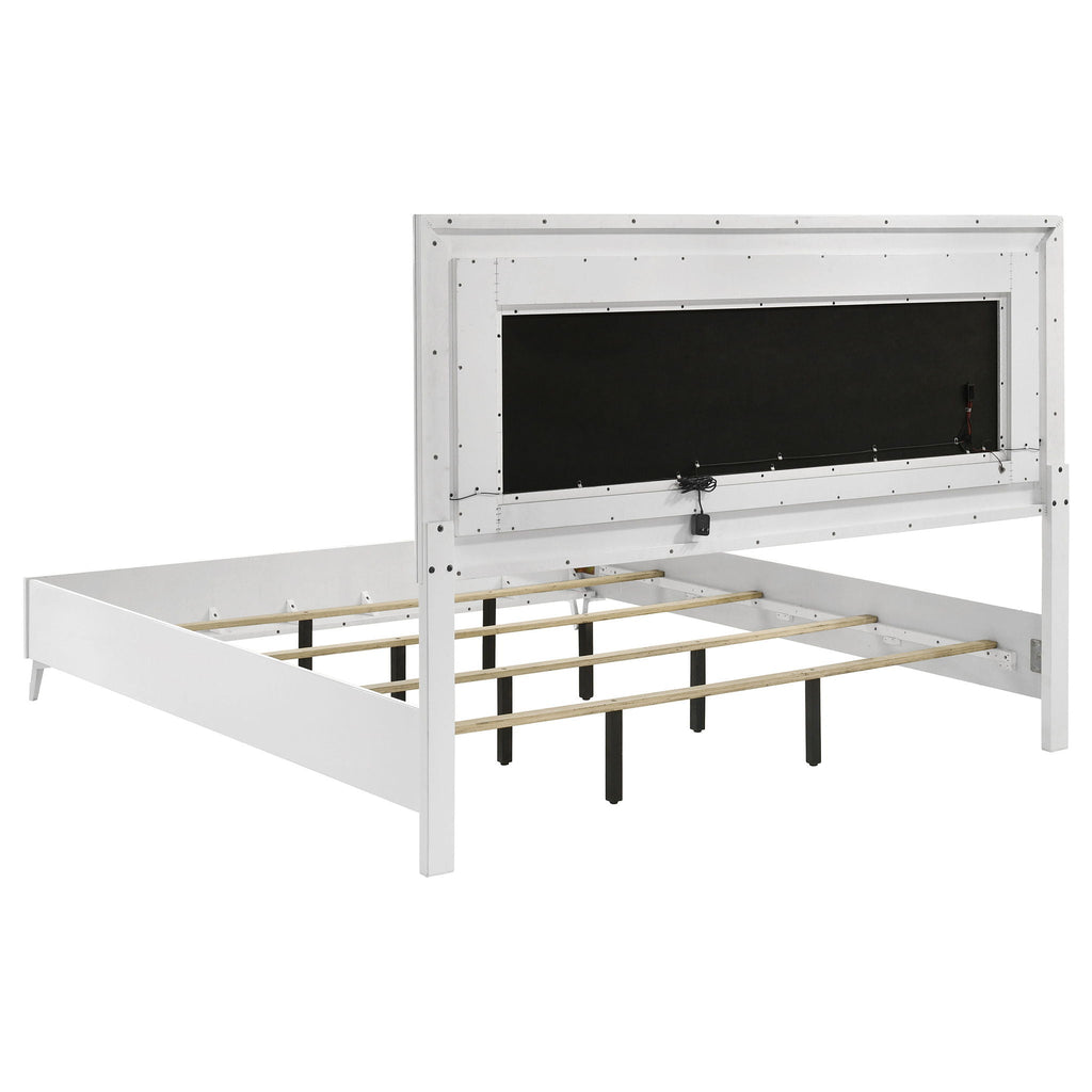 Cassia Eastern King LED Panel Bed White High Gloss