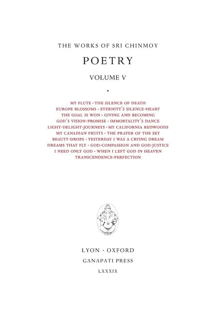 Sri Chinmoy: Poetry V - Hardcover