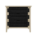 3 Drawer Buffet Sideboard With Adjustable Shelves, Storage Cabinet With Natural Seaweed Decor Doors For Living Room Kitchen Entryway - Natural