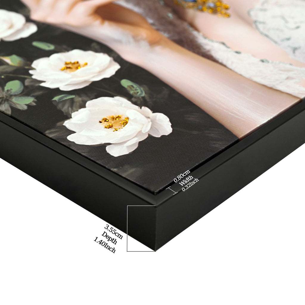 Beauty Posters Beauty Lady Wall Art And Floral Canvas Artwork For Living Room - Ivory / Gold