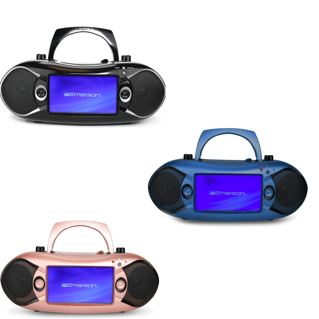 Emerson 7" Bluetooth DVD Boombox w AMFM Radio, Stereo Speakers & Multi-Media