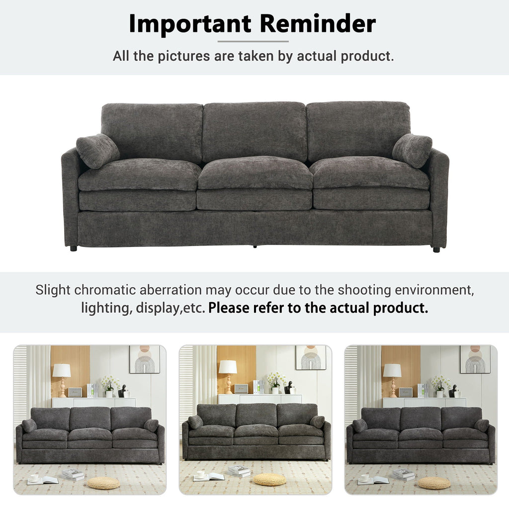 Cozy Upholstered 3 Seater Sofa With Double Cushion