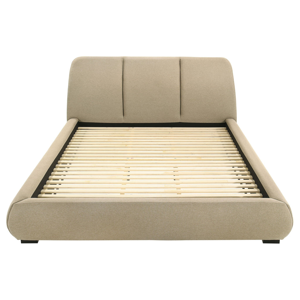 Mokena 46-inch Upholstered California King Platform Bed Brown