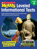 Scholastic News Leveled Informational Texts: Grade 4: High-Interest Passages Written in Three Levels with Comprehension Questions - Paperback