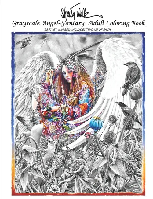 Sheila Wolk Gray Scale ANGEL Adult Coloring Book - Paperback