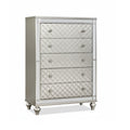 5 Drawer Bedroom Chest With Diamond Patterned Fronts - Silver