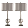 Joan - Contemporary Table Lamp (Set of 2) - Nickel / Gray Satin