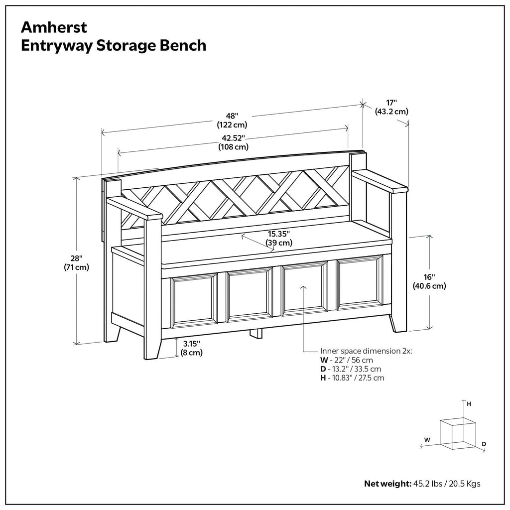 Amherst - Entryway Storage Bench - Hickory Brown