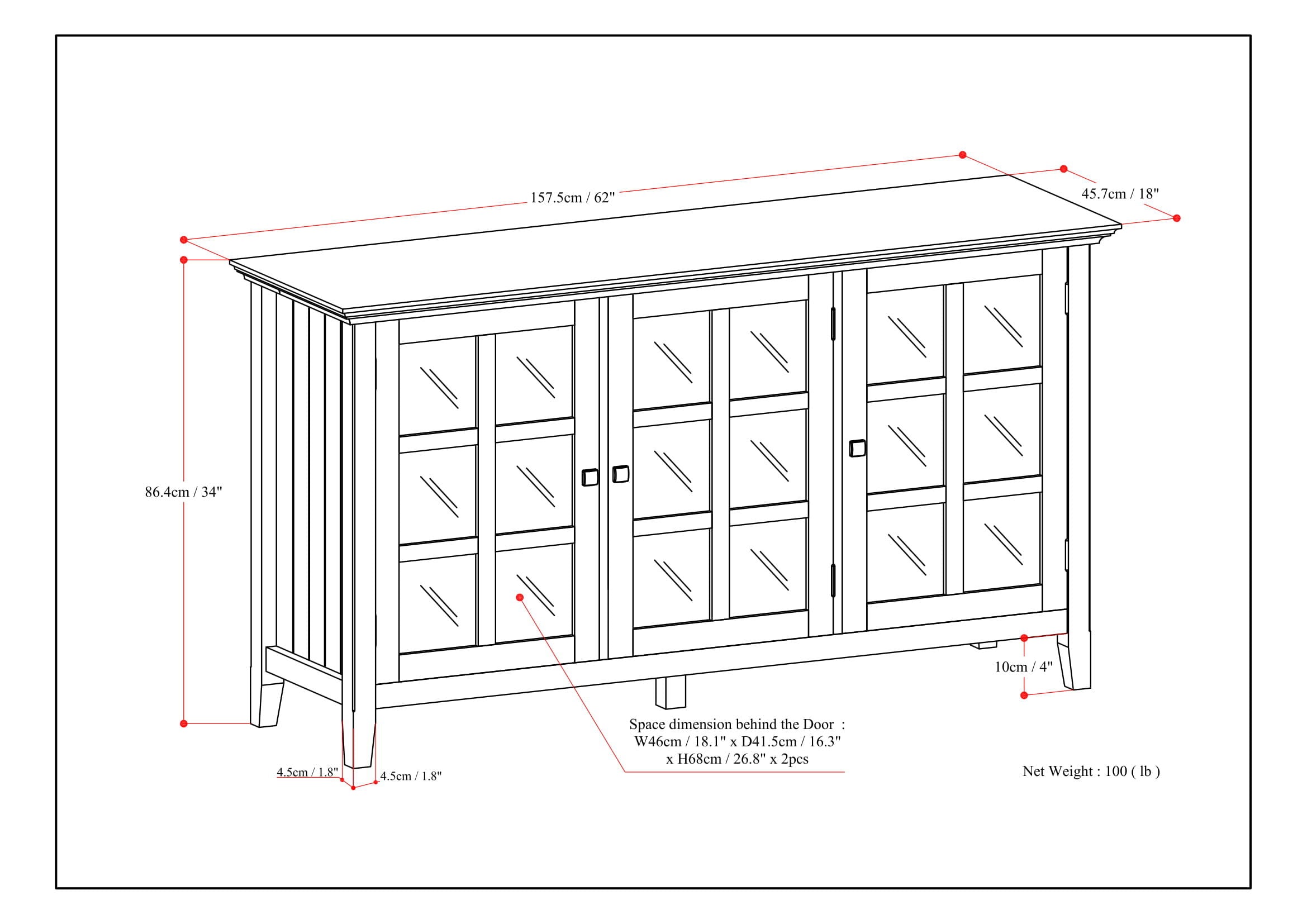 Acadian - Wide Storage Cabinet Handcrafted