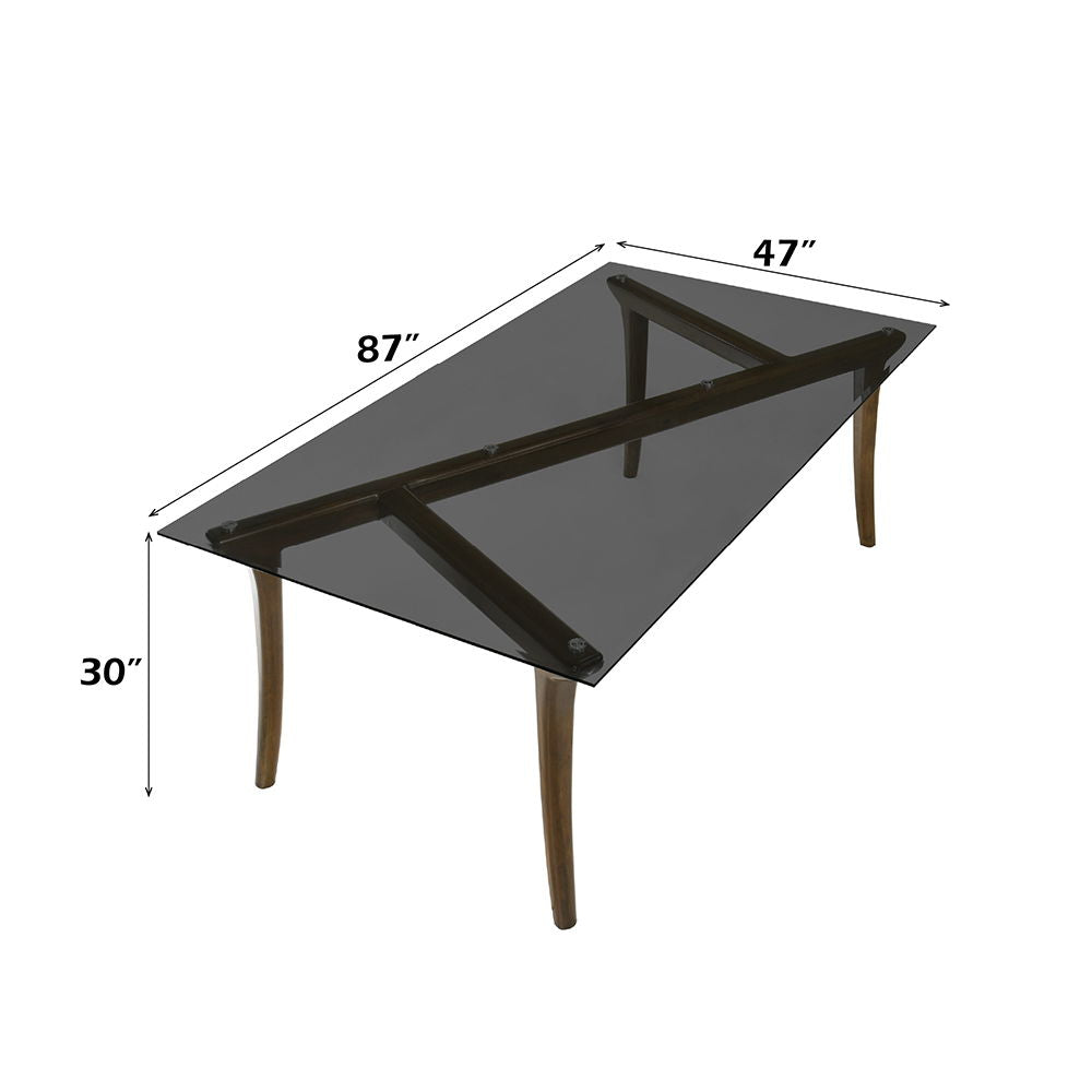 Danzel - Dining Table With Glass Top - Vintage Oak