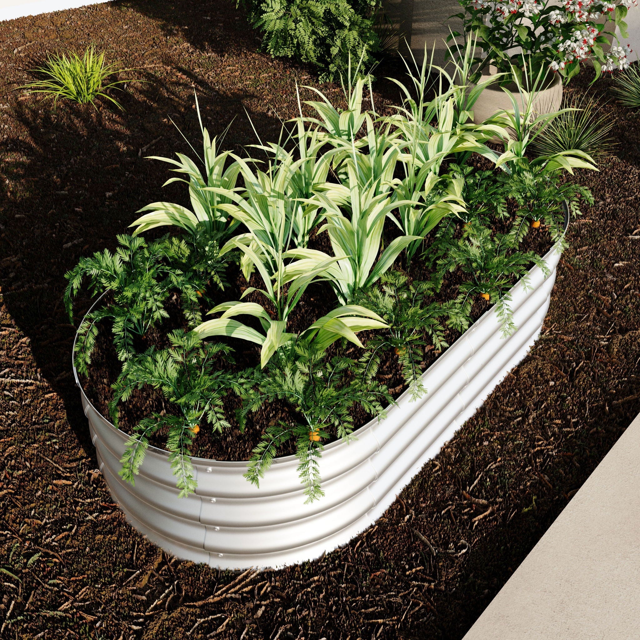 Heavy Duty Galvanized Raised Garden Bed Kit For Vegetables, Flowers & Herbs