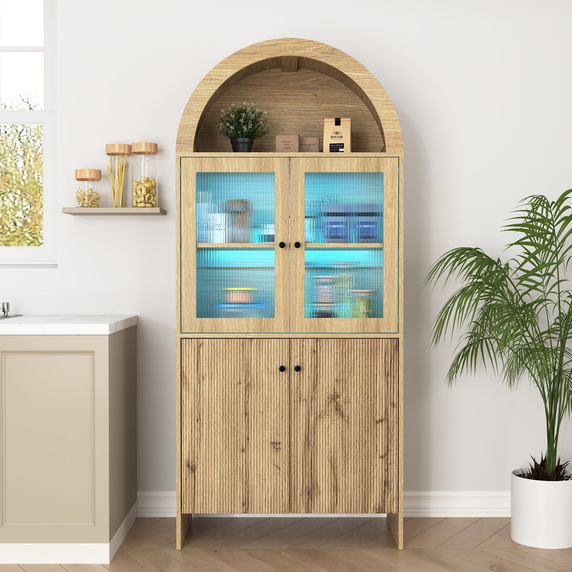 Modern Tech Inspired Dome Cabinet With LED Lighting