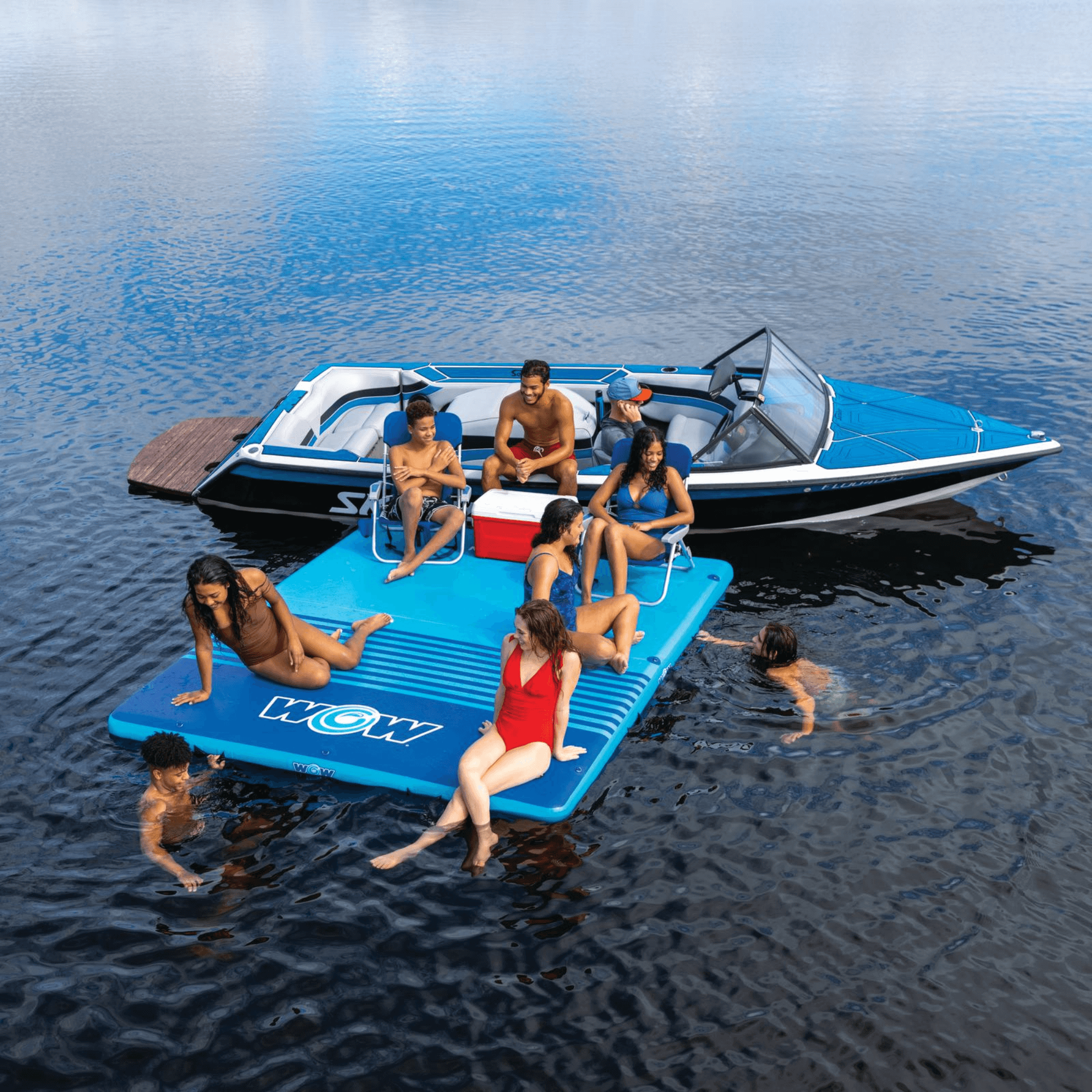 WOW Watersports 8'x5'x6" Drop Stitch Vacation Station Dock w 4 Handles