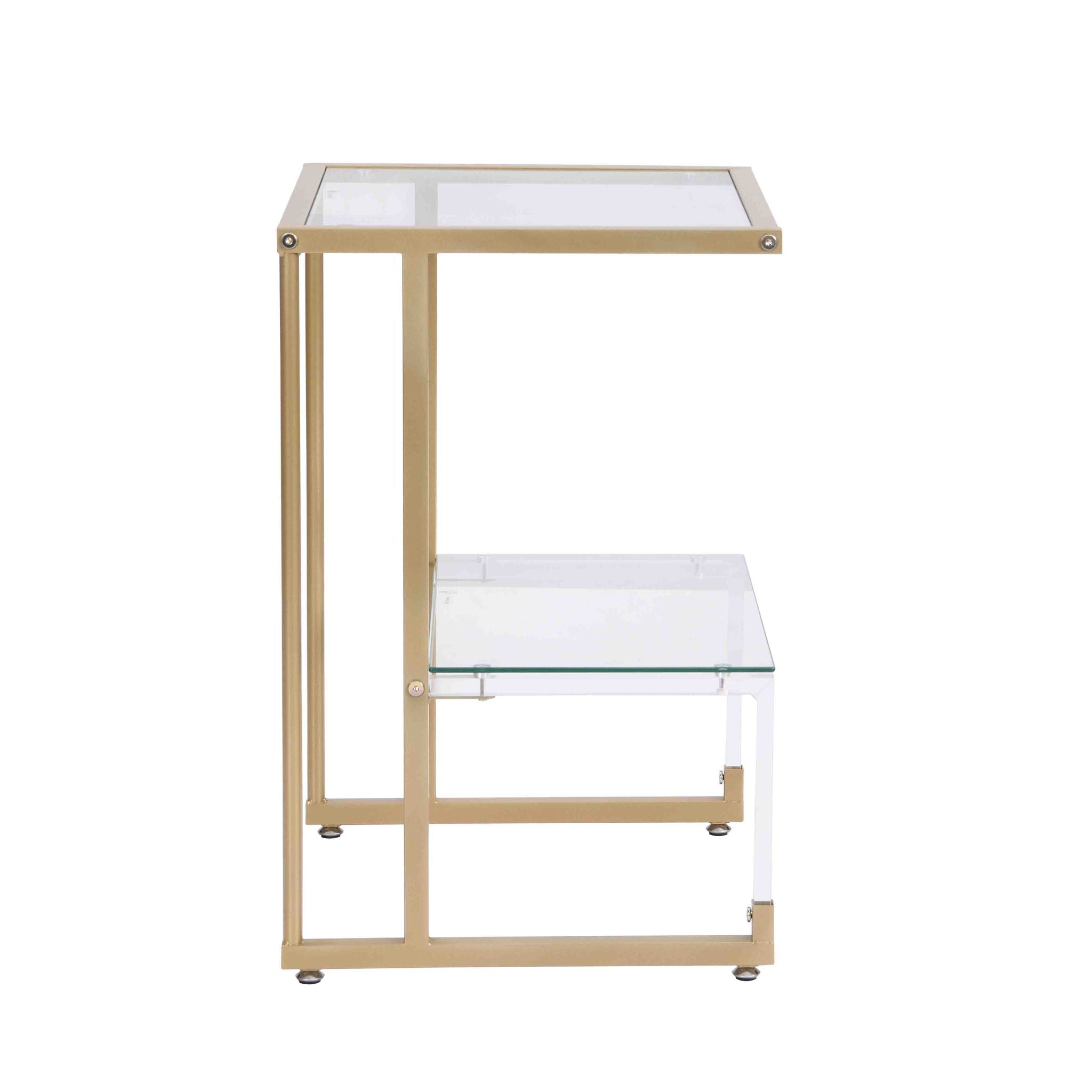 2 Tier Acrylic Glass End Table For Living Room