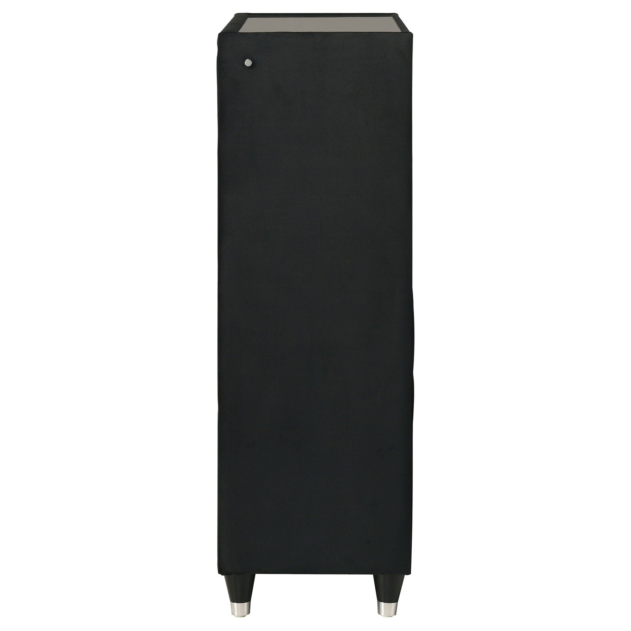 Ravenne 5-drawer Velvet Upholstered LED Chest of Drawers Black