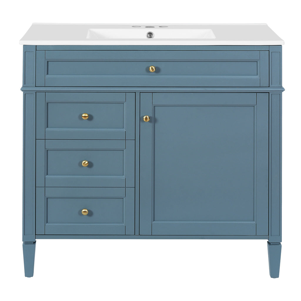 Bathroom Vanity With Top Sink, 2 Drawers And Tip Out Drawer