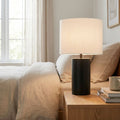 Aura - Table Lamp With On / Off Switch Block Base - Black / White
