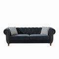 Chesterfield Upholstery Fabric Sofa With Roll Armrest & Nailhead