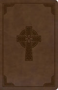 KJV Large Print Personal Size Reference Bible, Brown Celtic Cross Leathertouch, Indexed - Imitation Leather