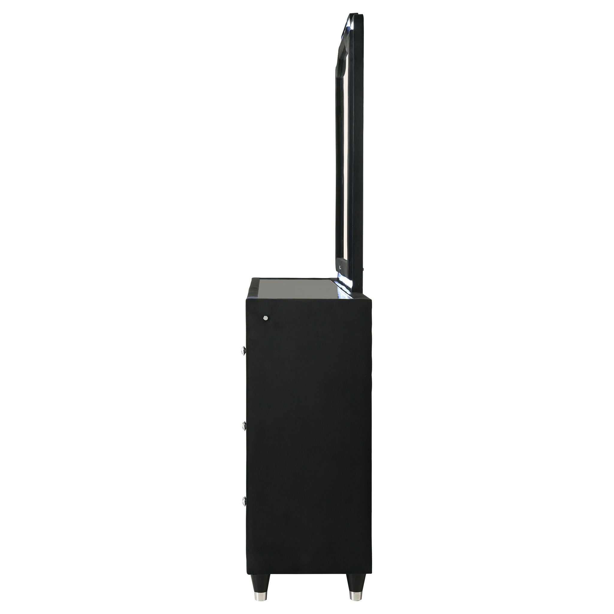 Lorient 8-drawer LED Flame Box Dresser and Mirror Black